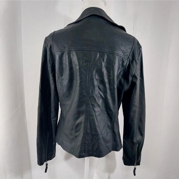 MAX STUDIO! AWESOME BLACK VEGAN LEATHER BIKER/MOTO INSPIRED JACKET, COAT! SZ XL - Picture 8 of 12